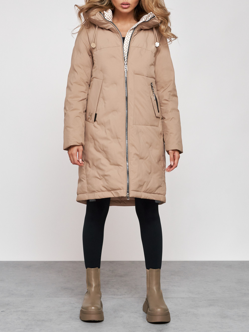 Пальто женское NoBrand AD59122 бежевое XL