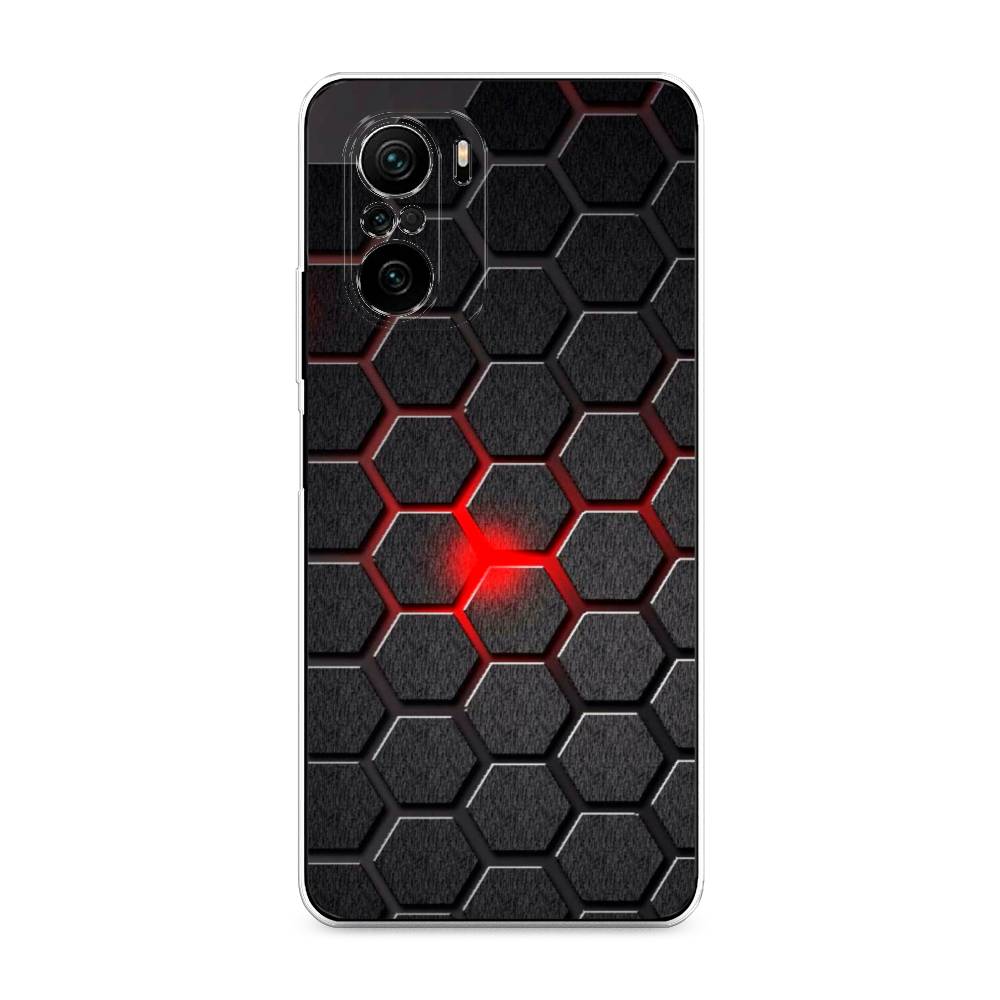 

Чехол на Xiaomi Poco F3 "Соты красные", Красный;черный;серый, 312650-3