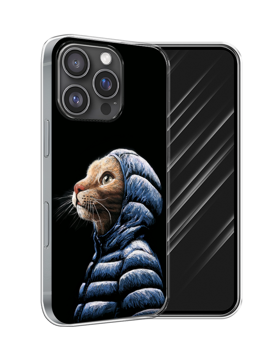 

Чехол Awog на Apple iPhone 16 Pro "Кот в капюшоне", Черный;бежевый;синий, 16250-1