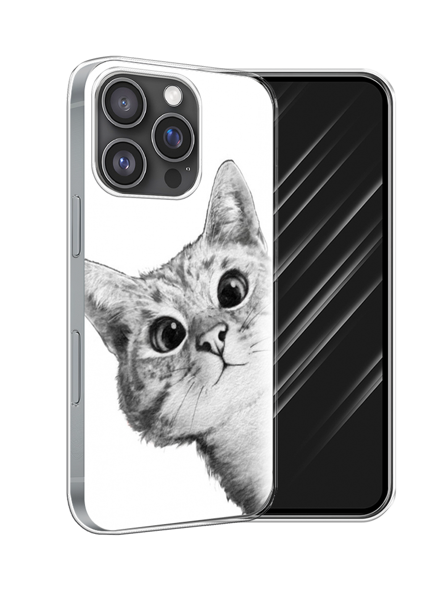 

Чехол Awog на Apple iPhone 16 Pro "Кот рисунок черно-белый", Черный, 16250-1