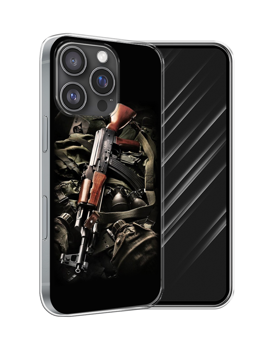 

Чехол Awog на Apple iPhone 16 Pro "Автомат", Черный;коричневый;серый, 16250-1