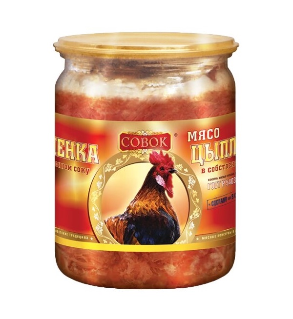 

Мясо цыпленка в собственном соку 500 г