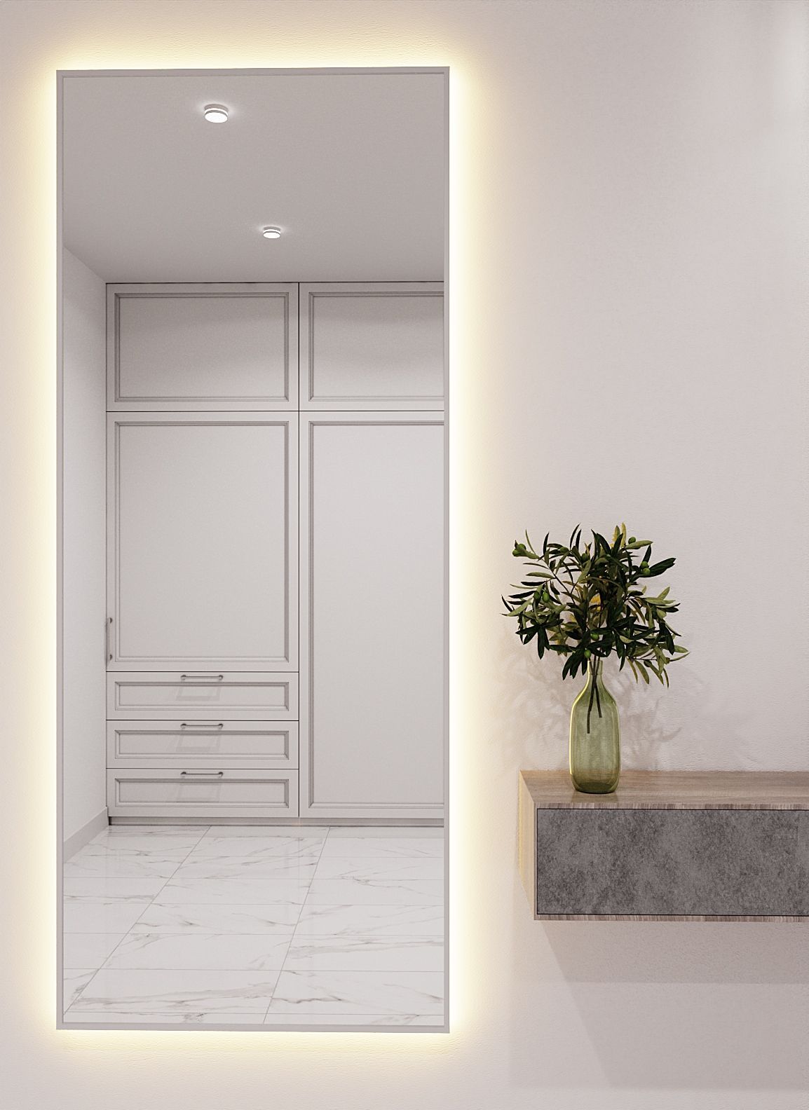 

Зеркало с подсветкой настенное ONE MARKET 160х60 см 3000К Серебро, Серебристый