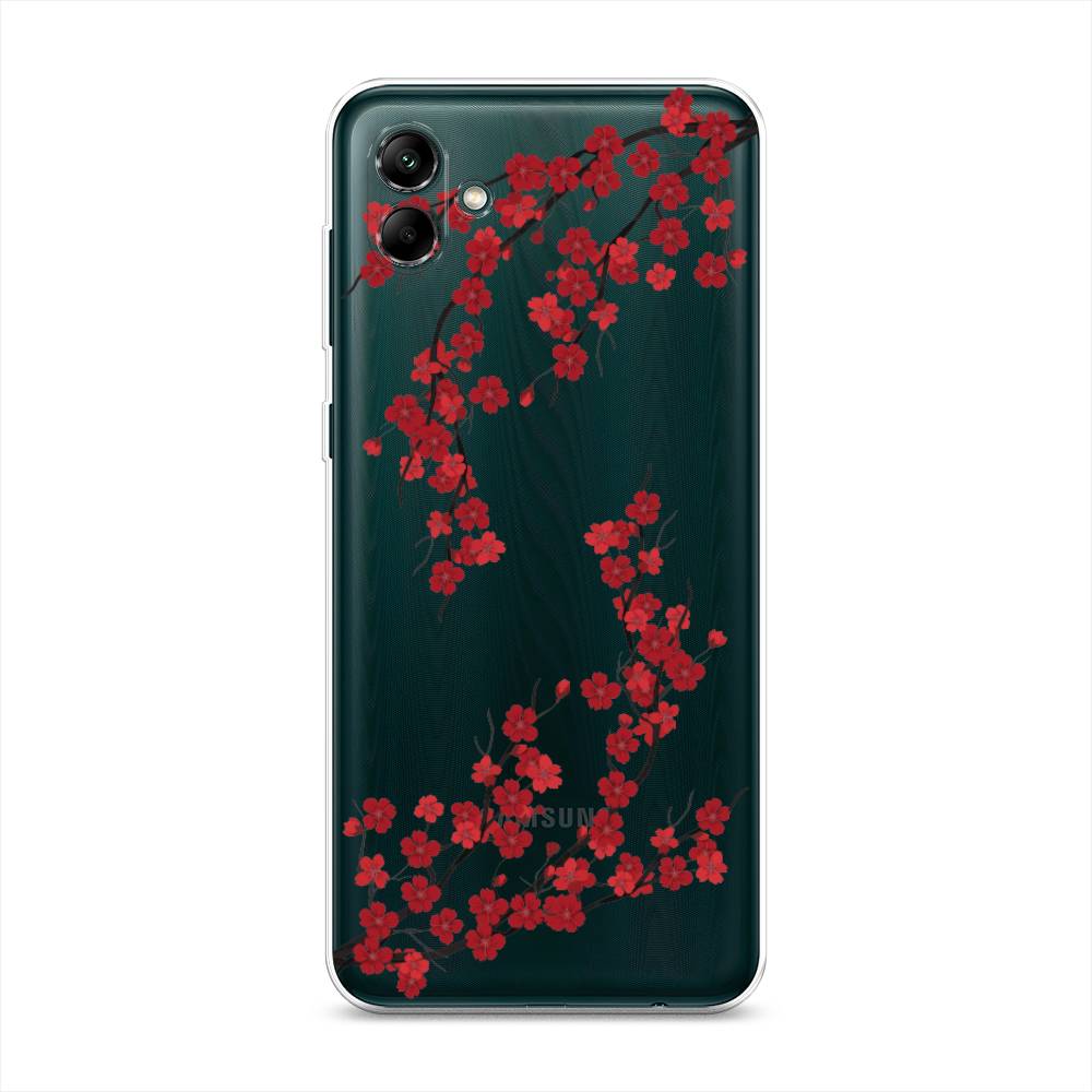 

Чехол на Samsung Galaxy A04 "Красная сакура", Красный;черный, 2107050-2