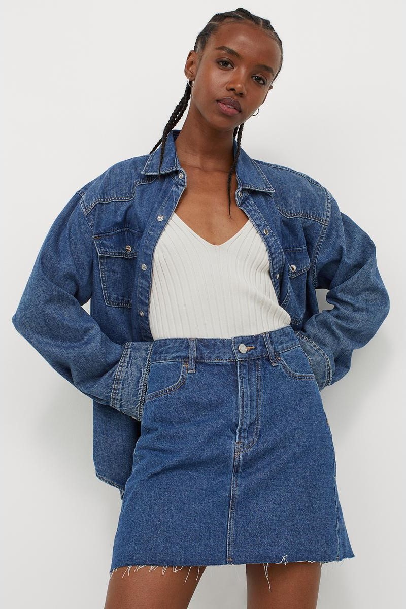 

Юбка женская H&M 688105007 синяя 50 EU, Синий, 688105007