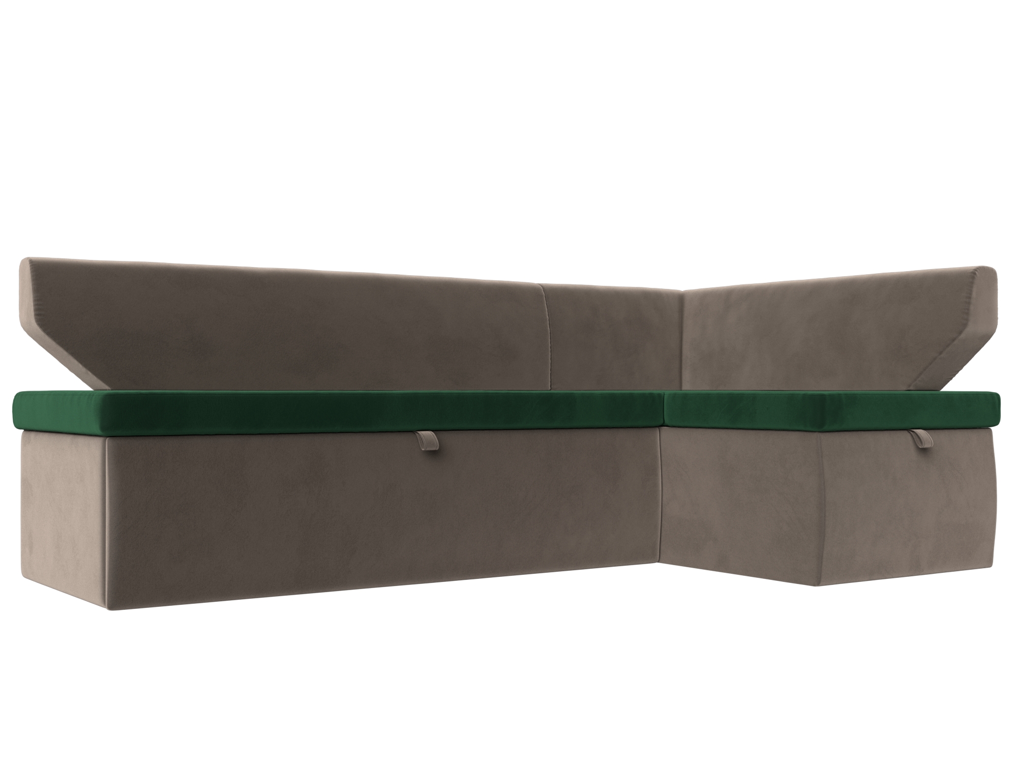 фото Кухонный угловой диван лига диванов омура правый угол зеленый/коричневый (велюр)