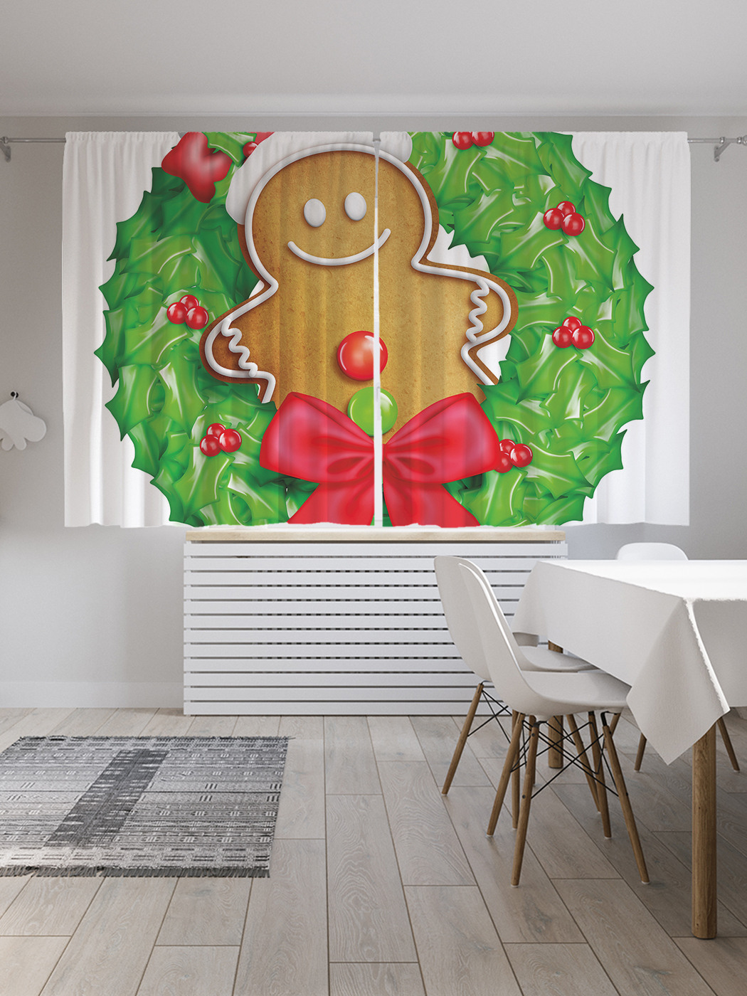 

Шторы с фотопечатью JoyArty "Рождественский пряник" из сатена, 290х180 см