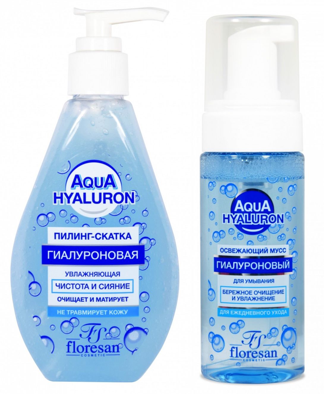 Набор Floresan Aqua Hyaluron пилинг-скатка и освежающий мусс для умывания 150 млх2 шт ottie тонер гиалуроновый ottie aqua rich hyaluron watery toner 150 0
