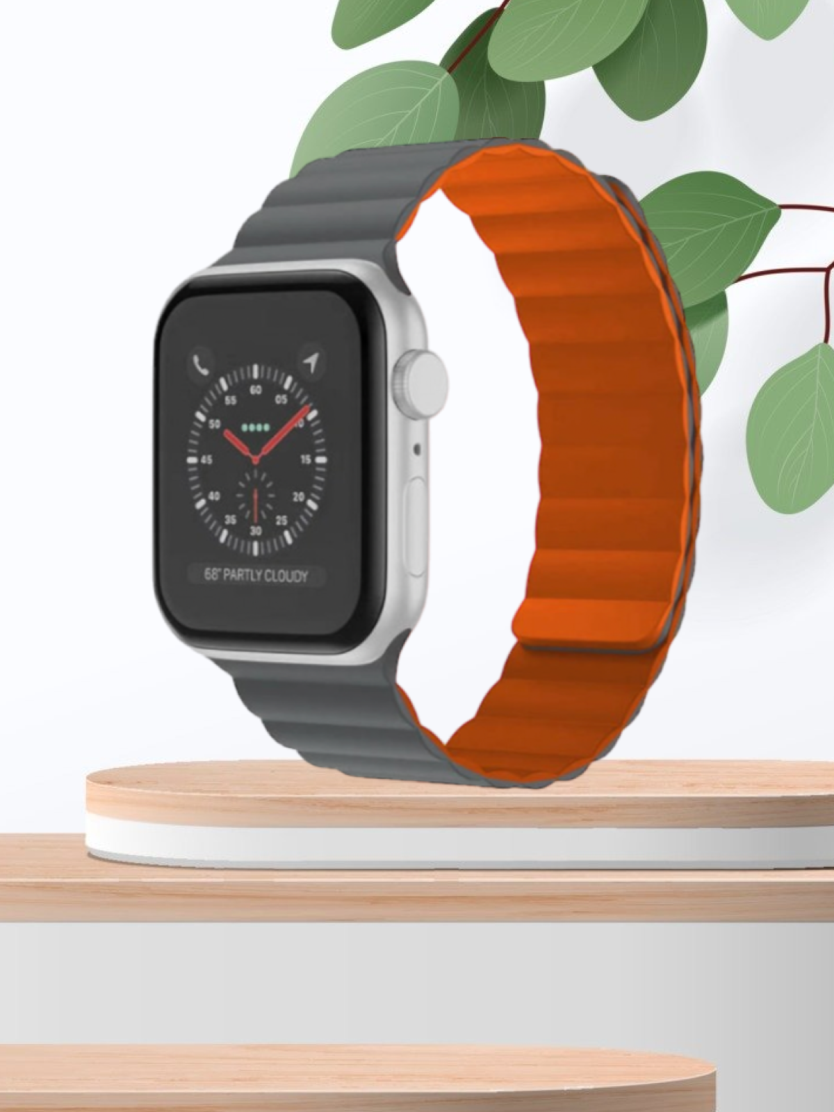 Силиконовый ремешок с магнитной застежкой для Apple Watch 42/44/45/49mm GREY&ORANGE