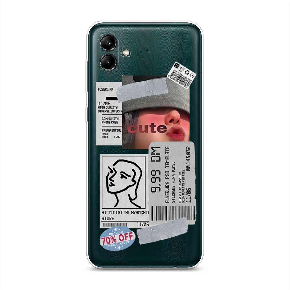 

Чехол на Samsung Galaxy A04 "Cute girl collage", Розовый;серый;голубой, 2107050-6