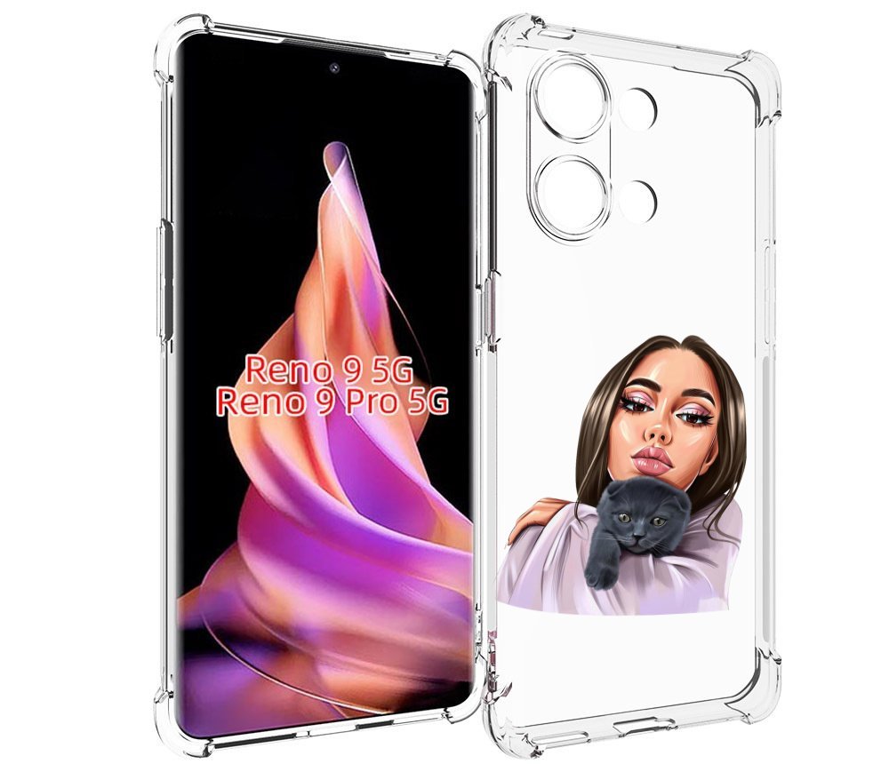 

Чехол MyPads нарисованная-девушка-с-котом женский для Oppo Reno 9/Reno 9 Pro, Прозрачный, Tocco