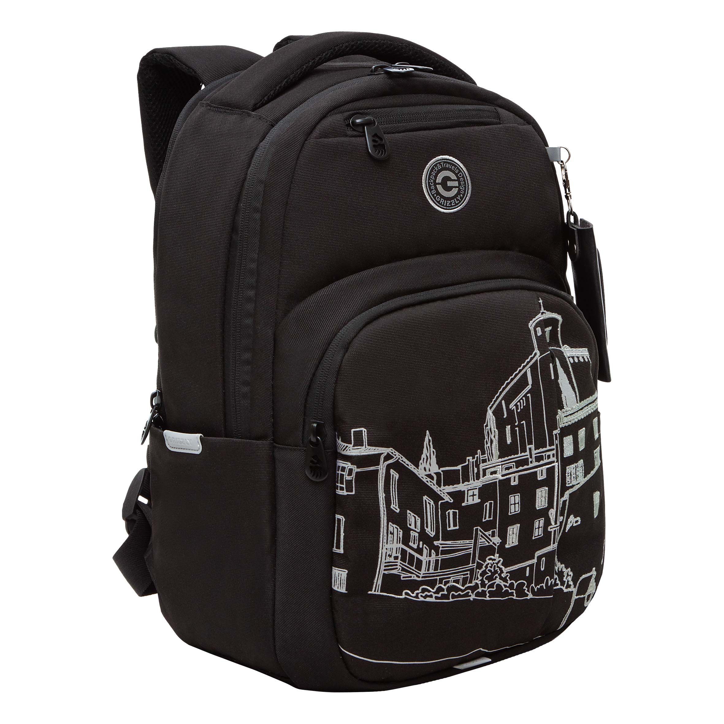 Рюкзак GRIZZLY RD-341-3 стильный городской с отделением для ноутбука 13 женский черный рюкзак женский городской textura бордовый