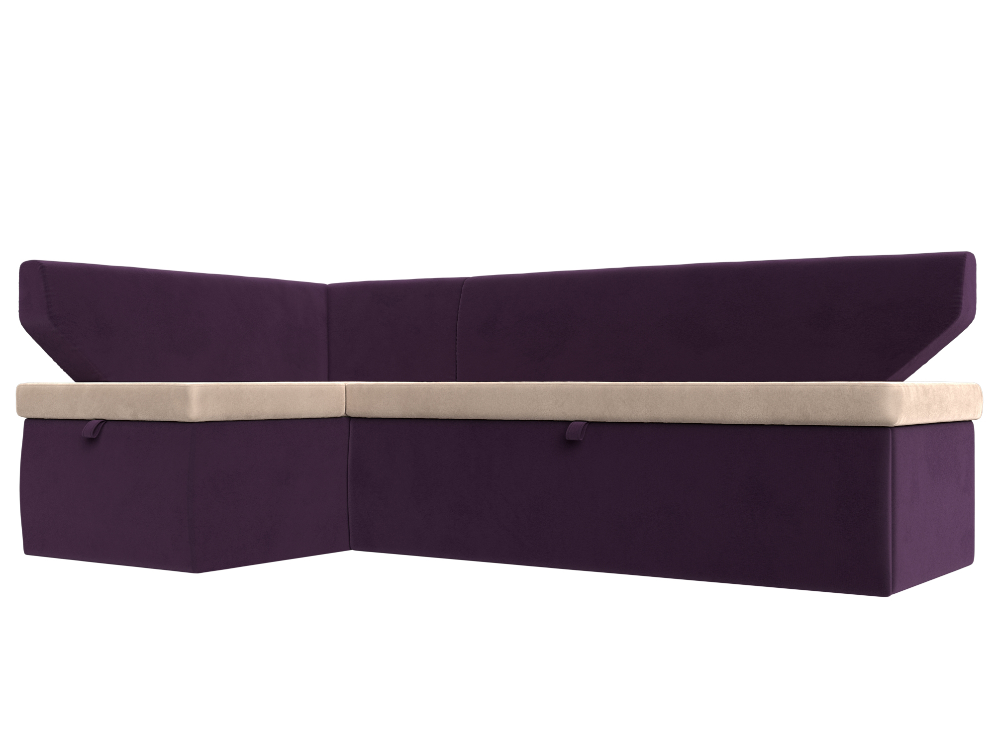 Кухонный угловой диван Лига Диванов Омура левый угол Бежевый/Фиолетовый (велюр)