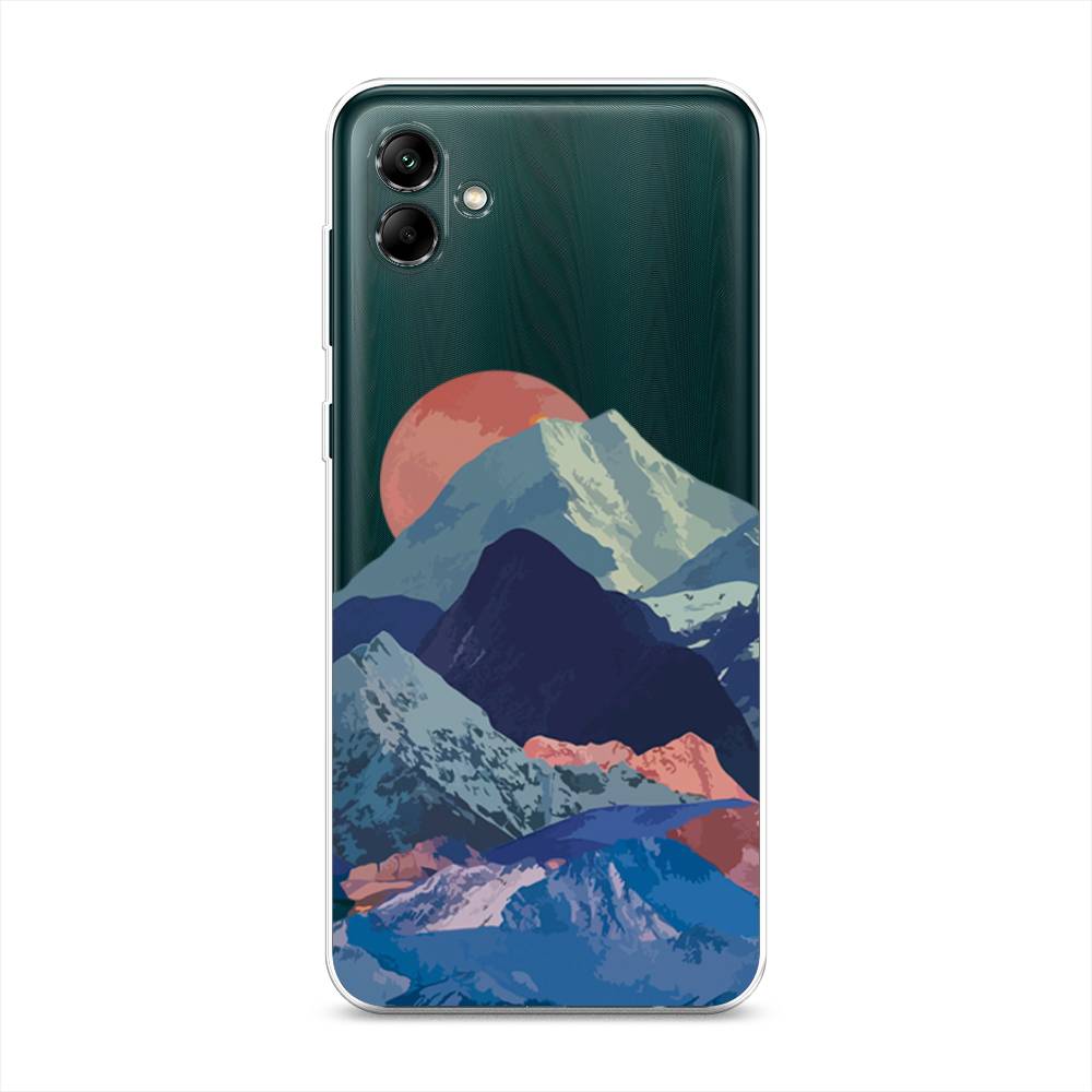 

Чехол на Samsung Galaxy A04 "Закат в снежных горах", Красный;серый;голубой, 2107050-2