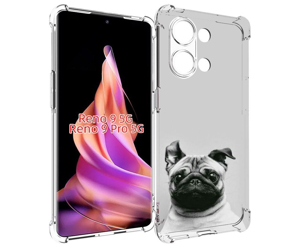 

Чехол MyPads мопс для Oppo Reno 9/Reno 9 Pro, Прозрачный, Tocco