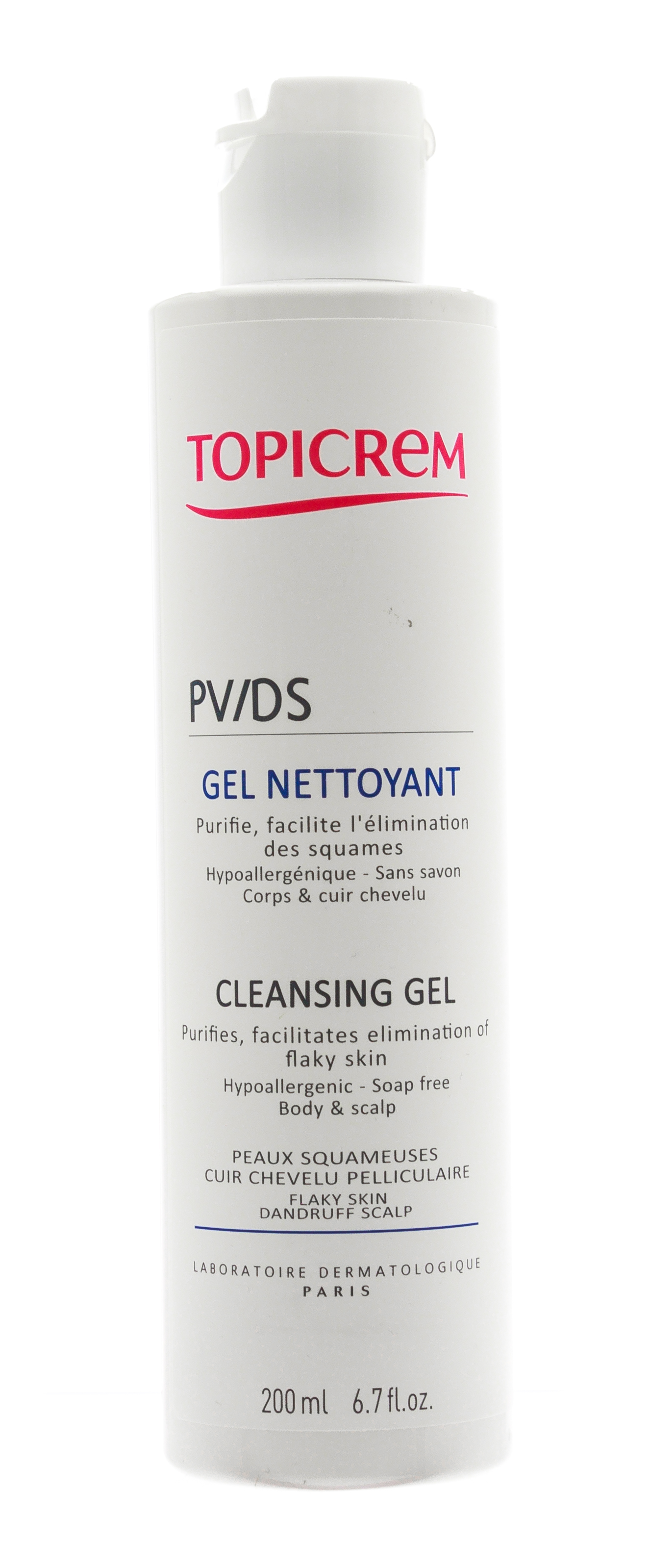 Очищающий гель Topicrem PV/DS Cleansing Gel 200 мл крем для ног topicrem ur 10 от натоптышей и мозолей 75 мл