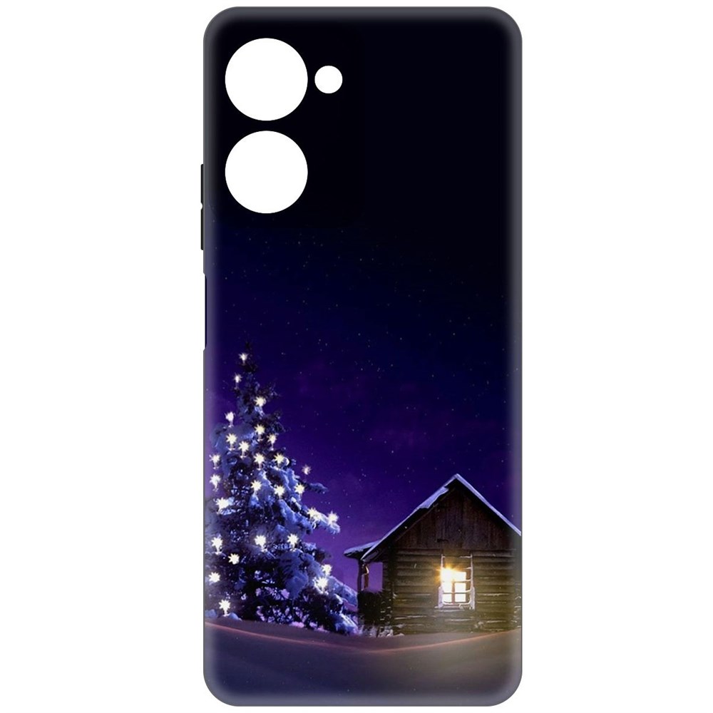 

Чехол-накладка Софт Зимний домик для Realme 10 Pro, Черный