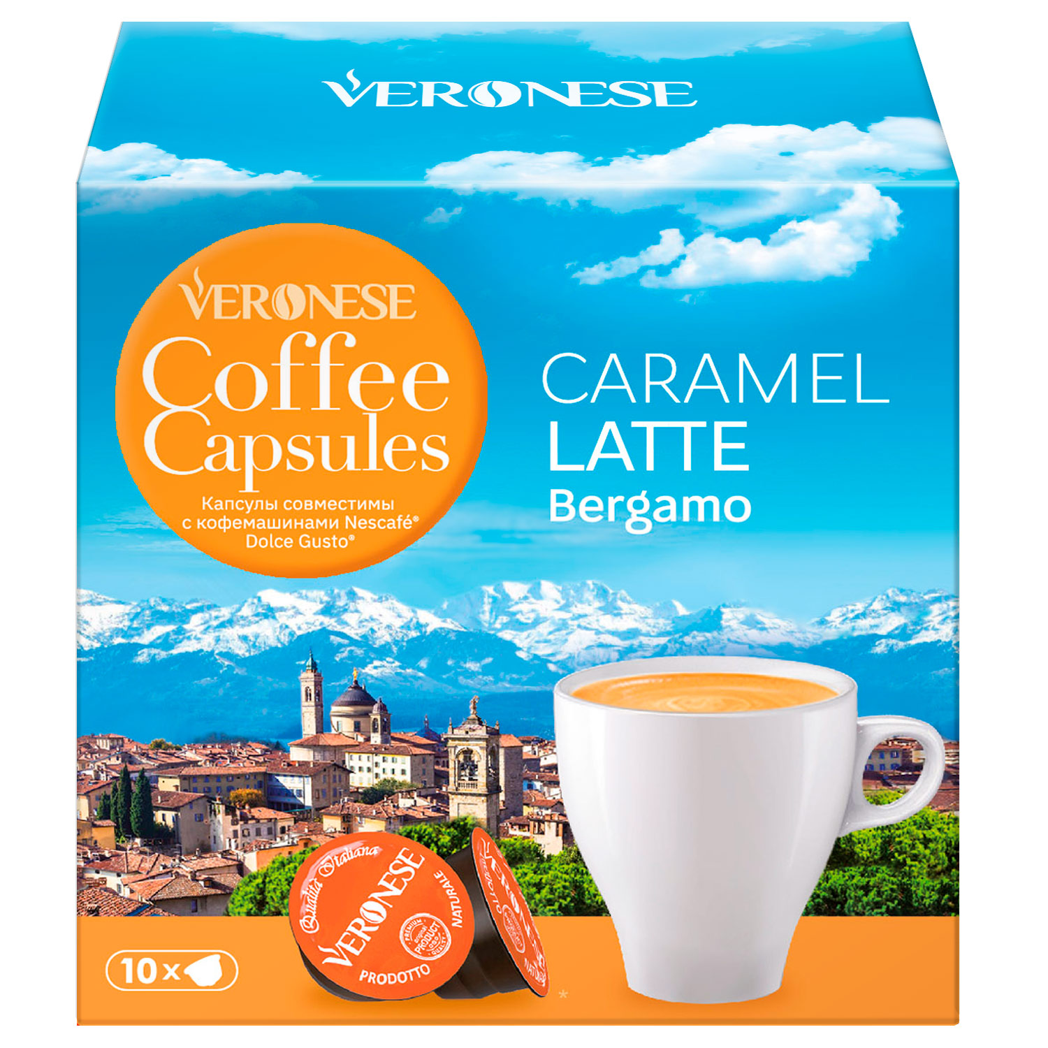 Кофейный напиток в капсулах Veronese CARAMEL LATTE (стандарт Dolce Gusto Дольче Густо)