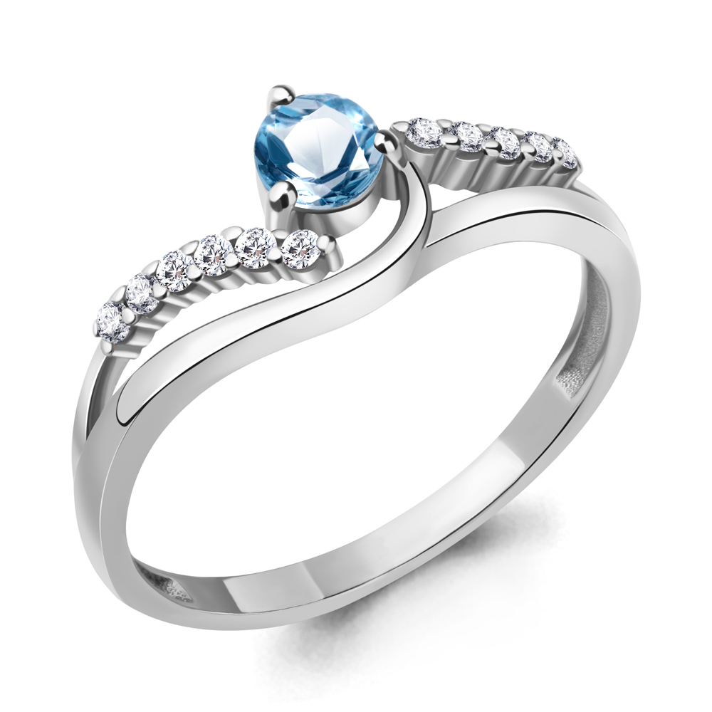 

Кольцо из серебра с топазом\фианитом Aquamarine Aquamarine 6968405А_925_р р. 18, 6968405А_925_р