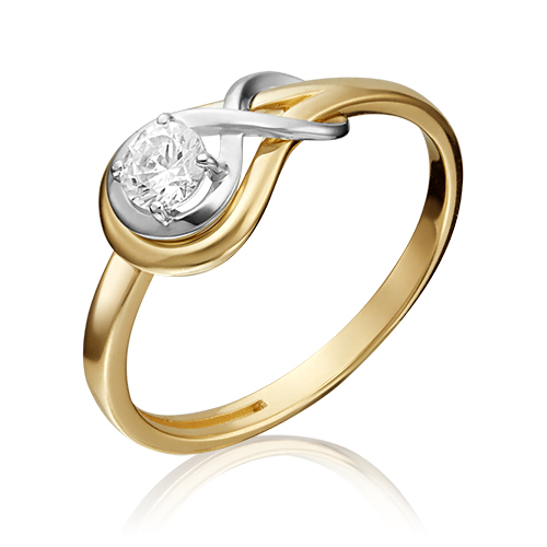 

Кольцо из комбинированного золота с фианитом р. 16 PLATINA jewelry 01-5343-00-501-1121-38, 01-5343-00-501-1121-38