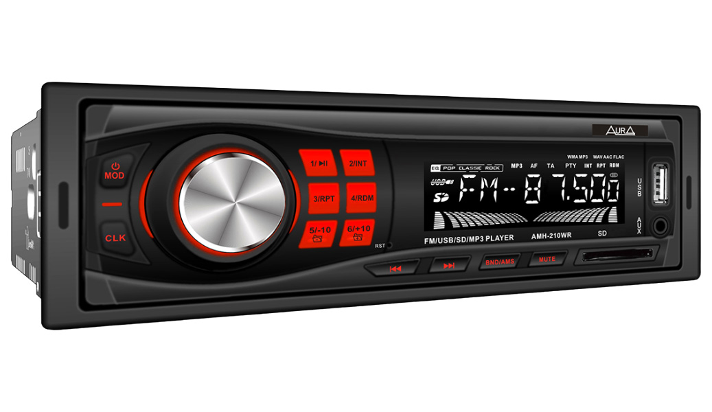 Автомагнитола MP3/USB/SD Aura AMH-210WR USB-ресивер, красная подсветка
