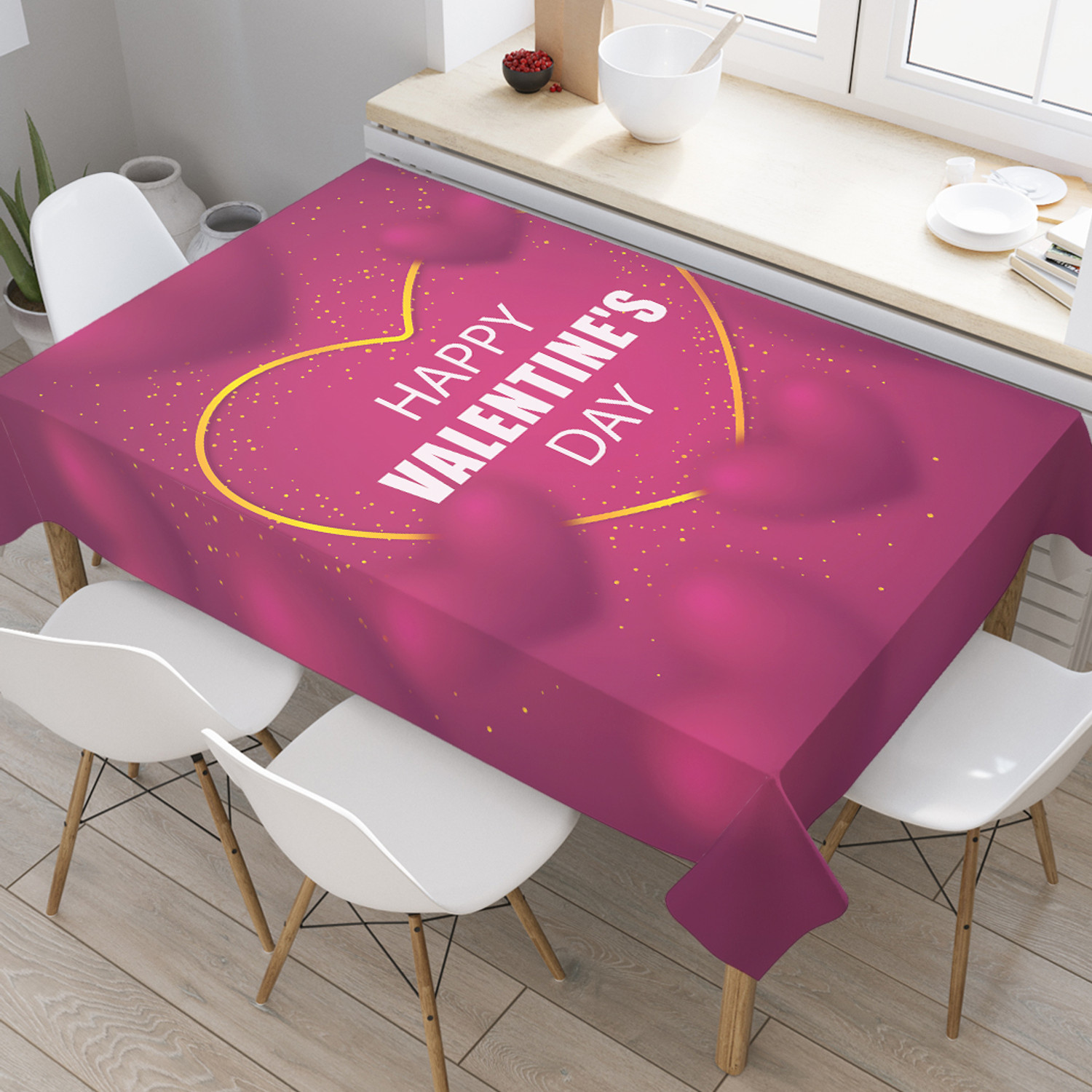 

Прямоугольная тканевая скатерть на стол с рисунком JoyArty "Happy Valentine's Day" см, Красный, Happy Valentine's Day