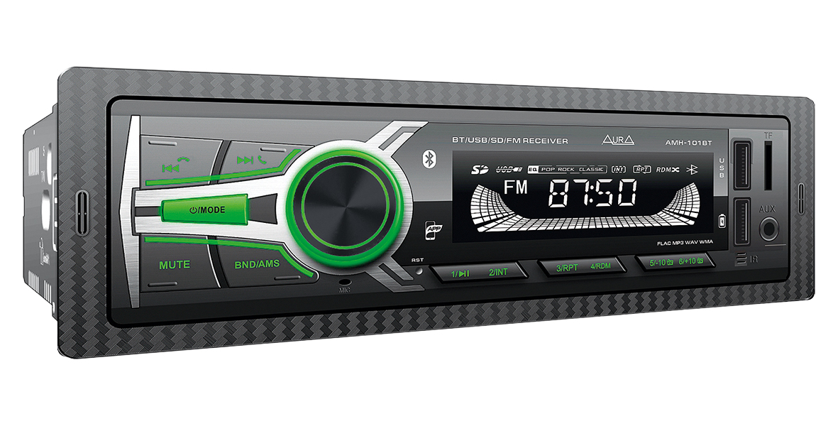 Автомагнитола MP3/USB/SD <<AURA AMH-101BT>> Aura AMH-101BT USB-ресивер, зелёная подсветка