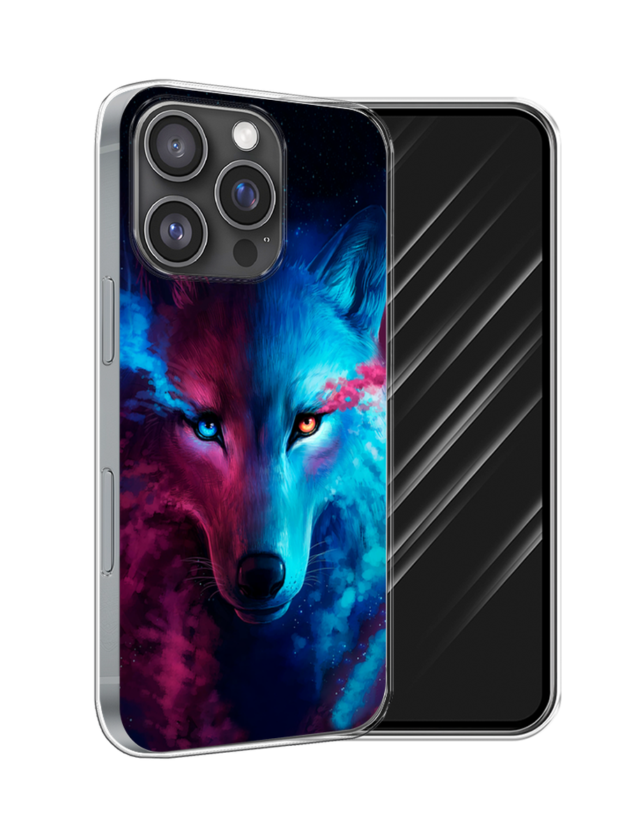 

Чехол Awog на Apple iPhone 16 Pro "Волшебный волк", Голубой;розовый, 16250-1