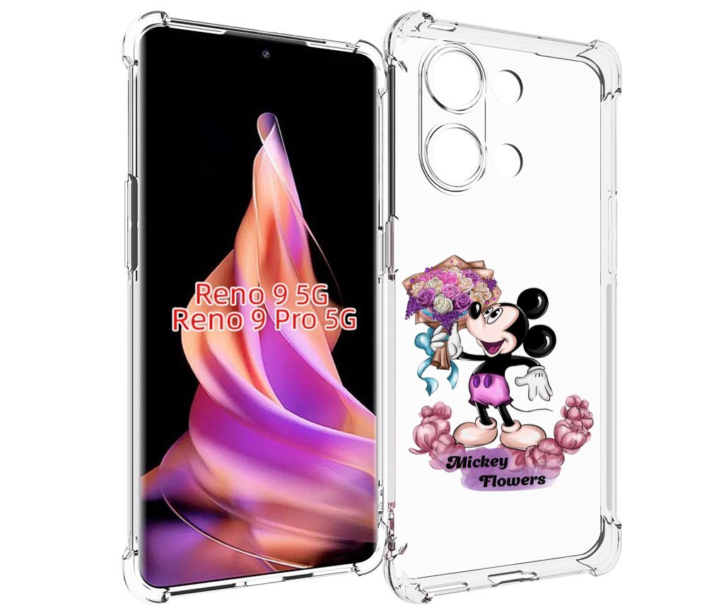 

Чехол MyPads микки-с-цветами женский для Oppo Reno 9/Reno 9 Pro, Прозрачный, Tocco
