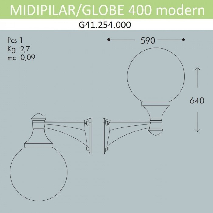 

Настенный фонарь уличный Fumagalli Globe 400 Modern G41.254.000.LYE27