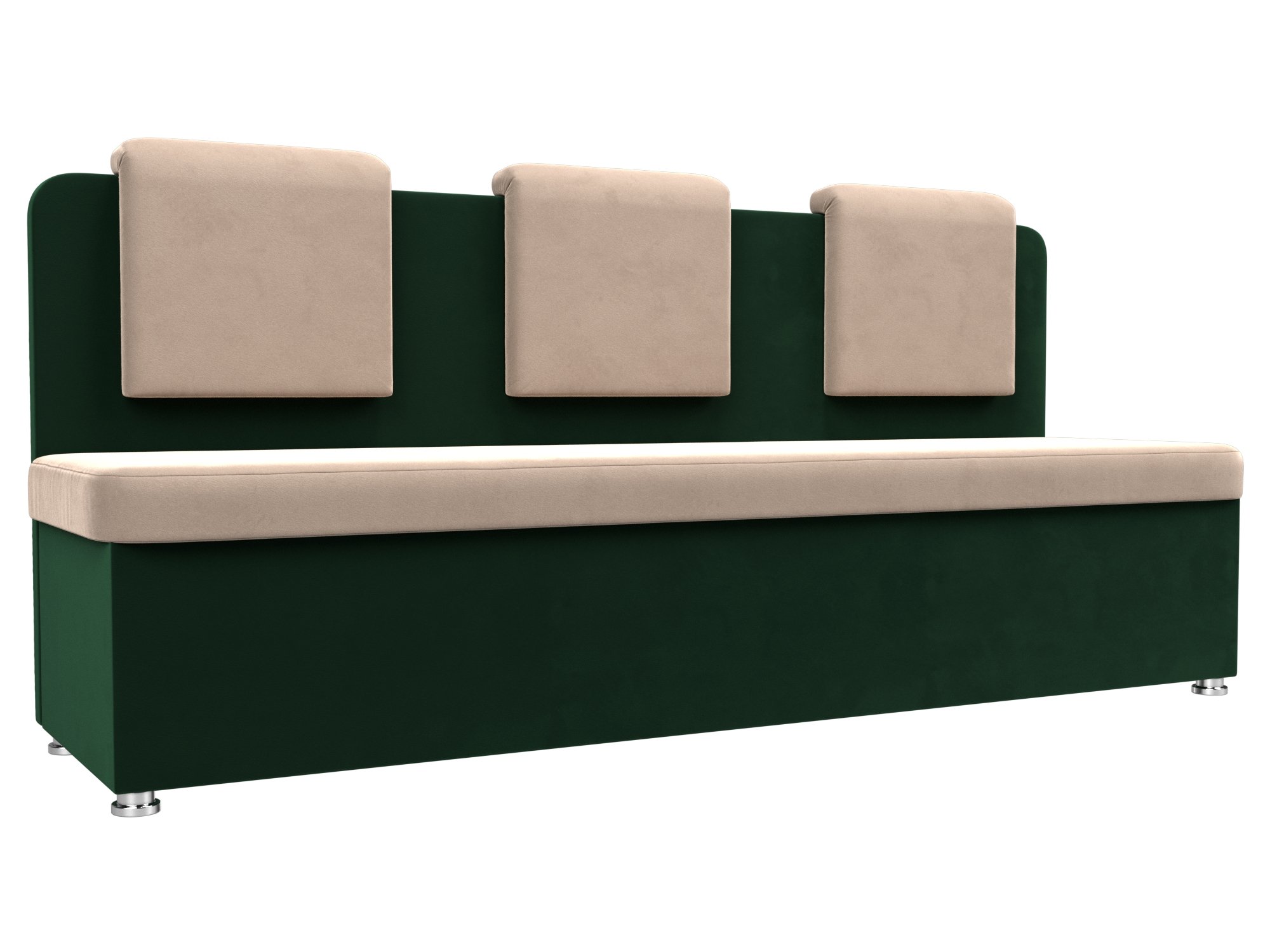 фото Кухонный прямой диван лига диванов маккон 3-х местный велюр бежевыйзеленый