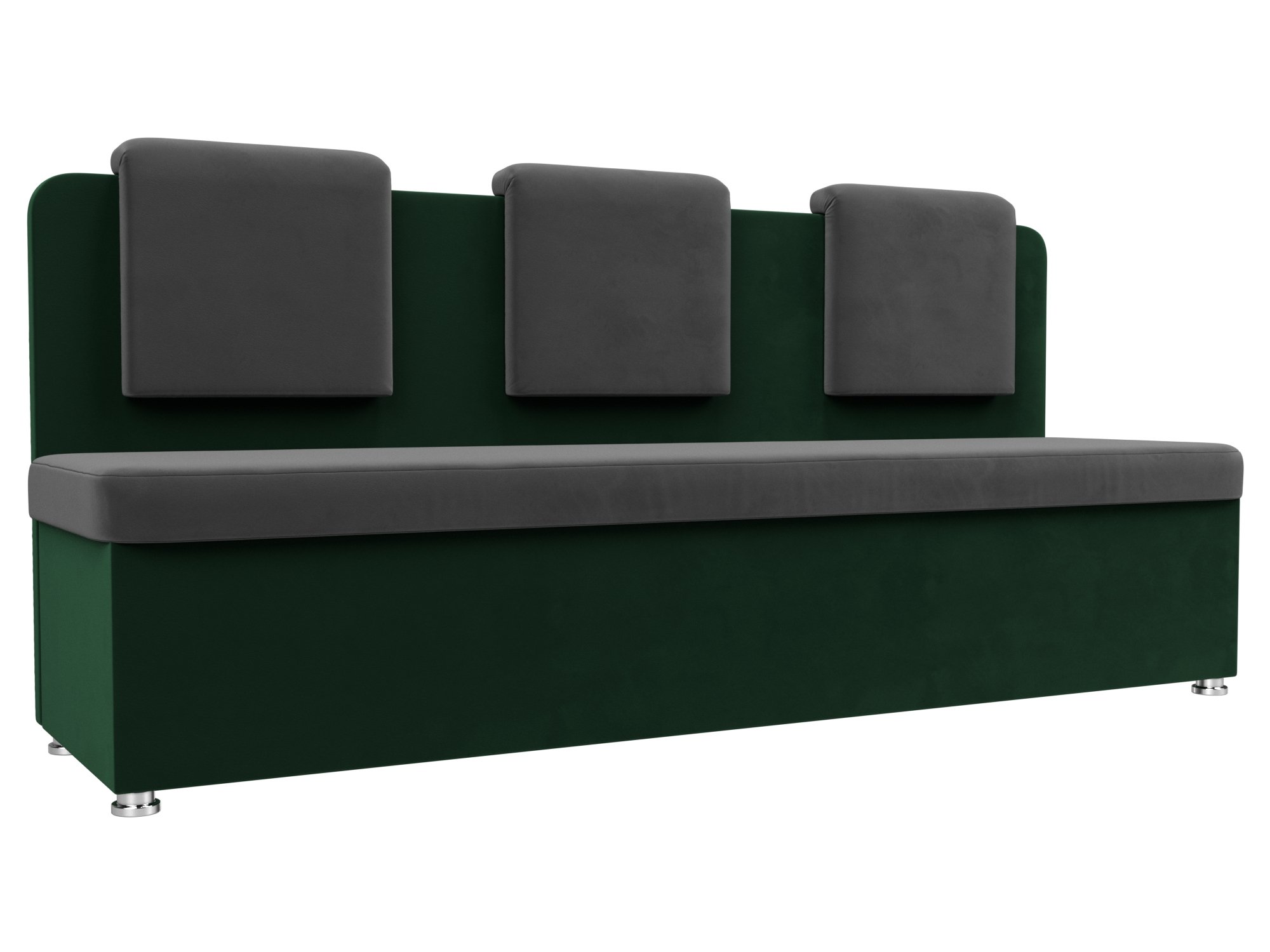 фото Кухонный прямой диван лига диванов маккон 3-х местный велюр серыйзеленый