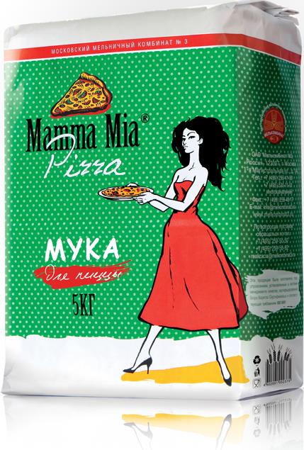 Мука «Mamma Mia Pizza» пшеничная хлебопекарная высший сорт 5 кг