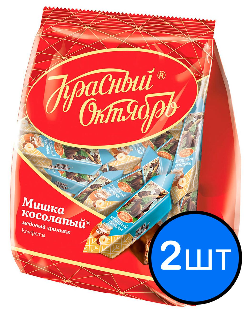

Конфеты Мишка Косолапый Медовый грильяж, Красный Октябрь, 200г х 2шт