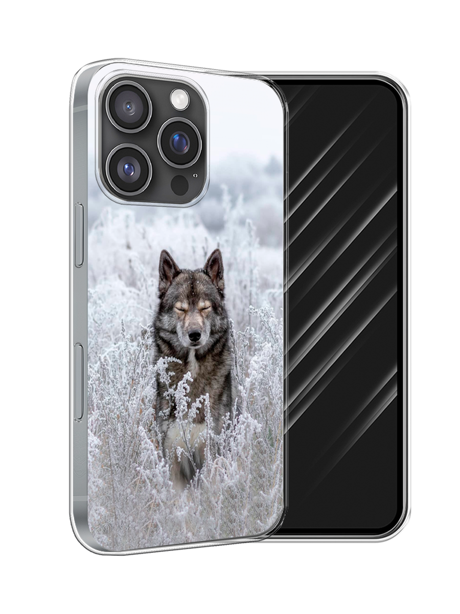 

Чехол Awog на Apple iPhone 16 Pro "Волк в поле", Белый;черный, 16250-1