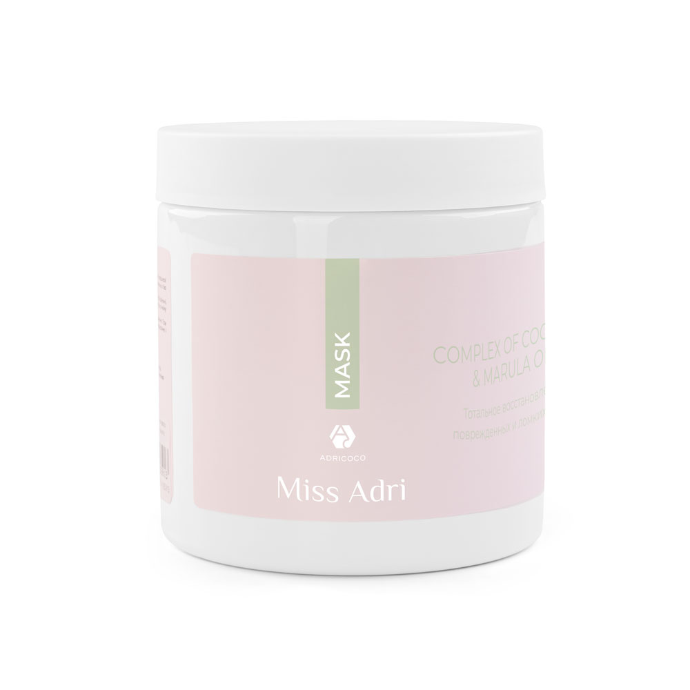 фото Восстанавливающая маска для волос adricoco miss adri complex of coconut & marula oil 500мл adri coco