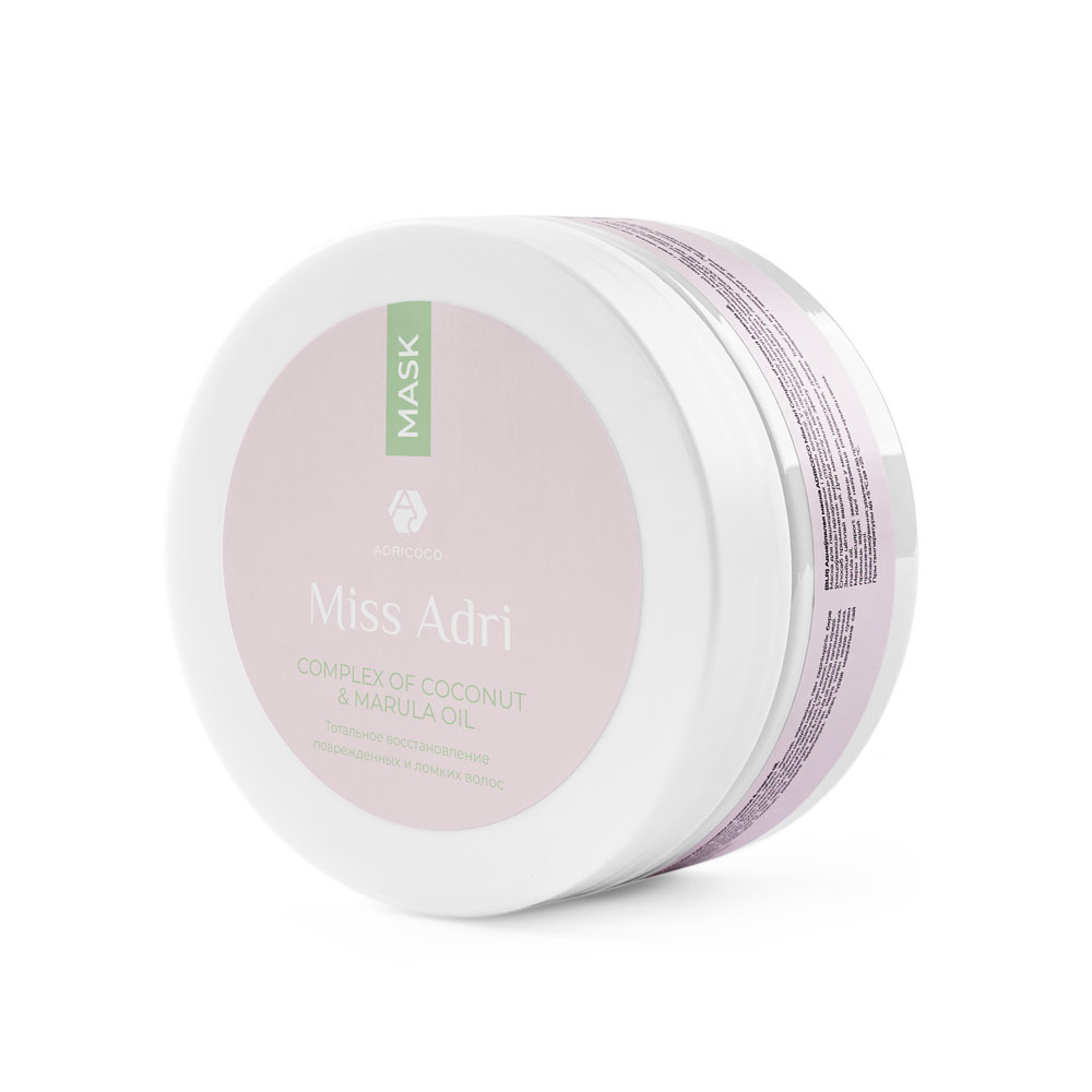 фото Восстанавливающая маска для волос adricoco miss adri complex of coconut & marula oil 200мл adri coco