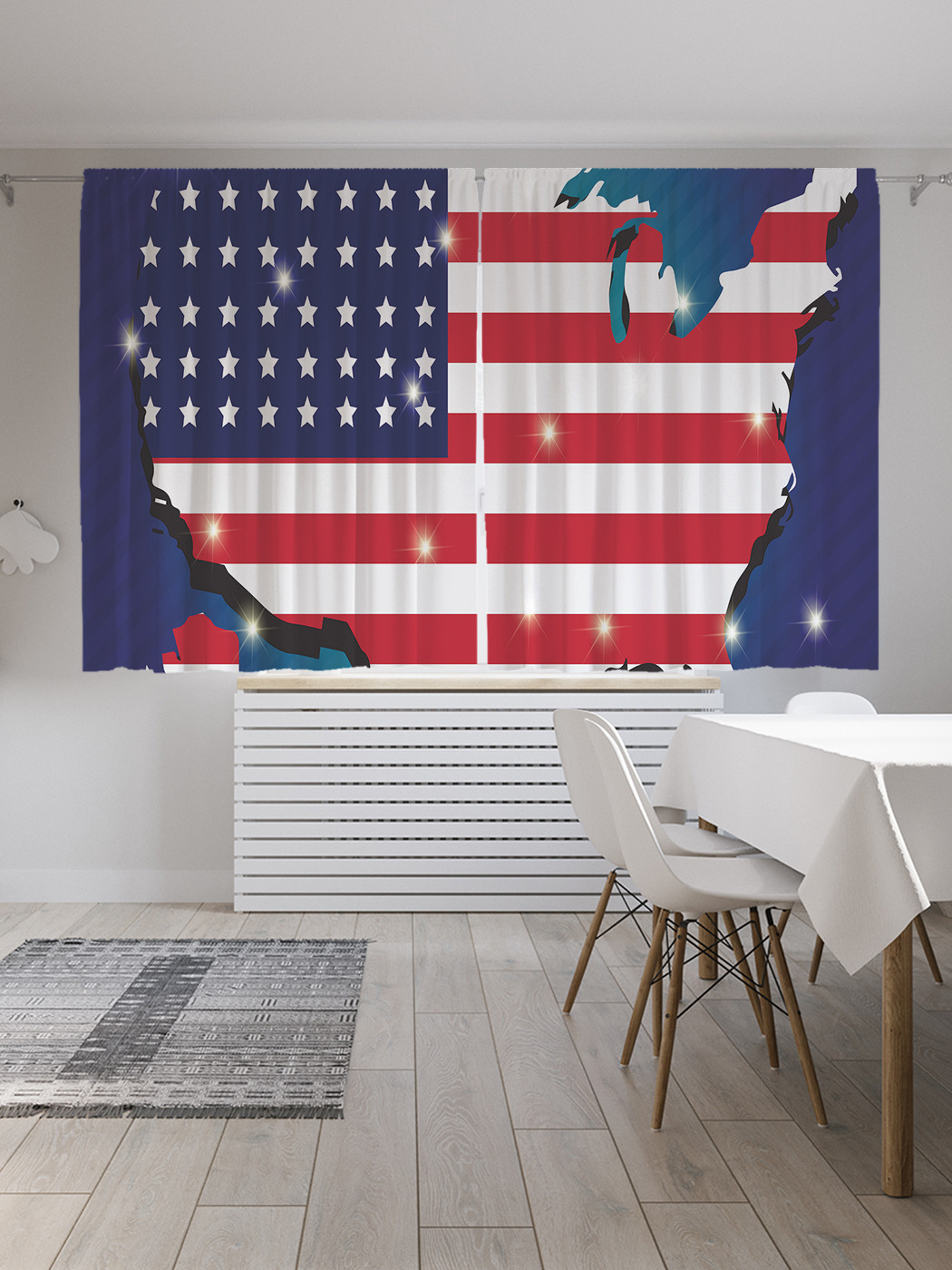 

Шторы с фотопечатью JoyArty "Звездная карта США" из сатена, 290х180 см
