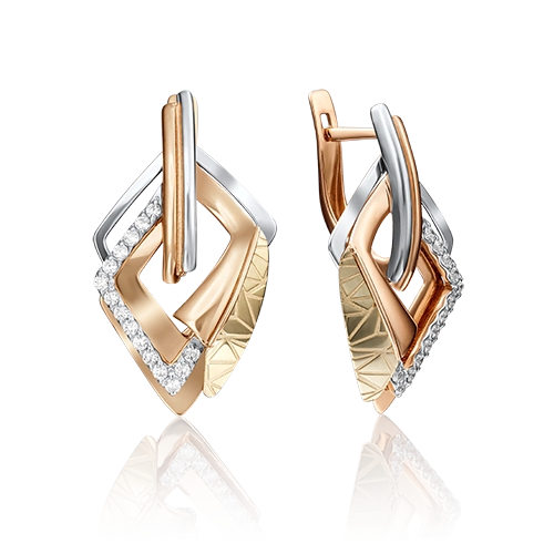 

Серьги из комбинированного золота с фианитом PLATINA jewelry 02-4109-00-401-1113-66, 02-4109-00-401-1113-66