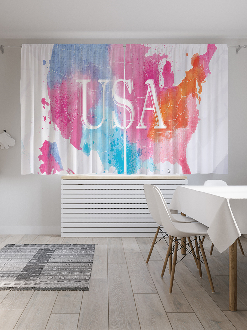 

Шторы с фотопечатью JoyArty "Цветная карта США" из сатена, 290х180 см