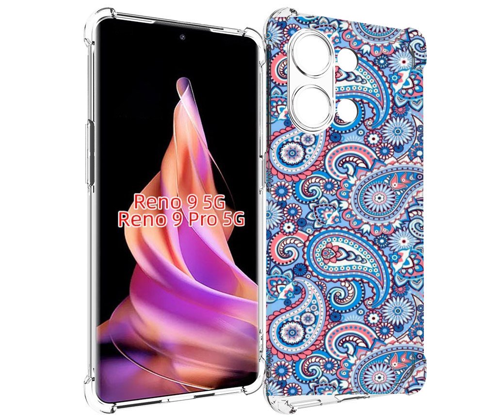 

Чехол MyPads красивый голубой арнамент для Oppo Reno 9/Reno 9 Pro, Прозрачный, Tocco