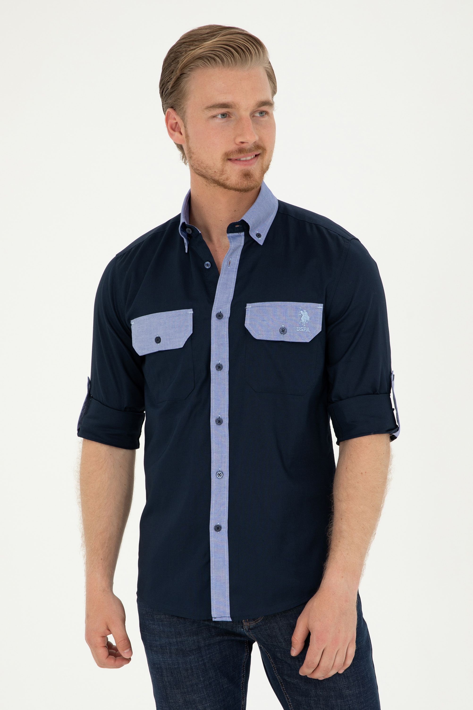 

Рубашка мужская U.S. POLO Assn. G081SZ0040KOTE синяя L, Синий, G081SZ0040KOTE