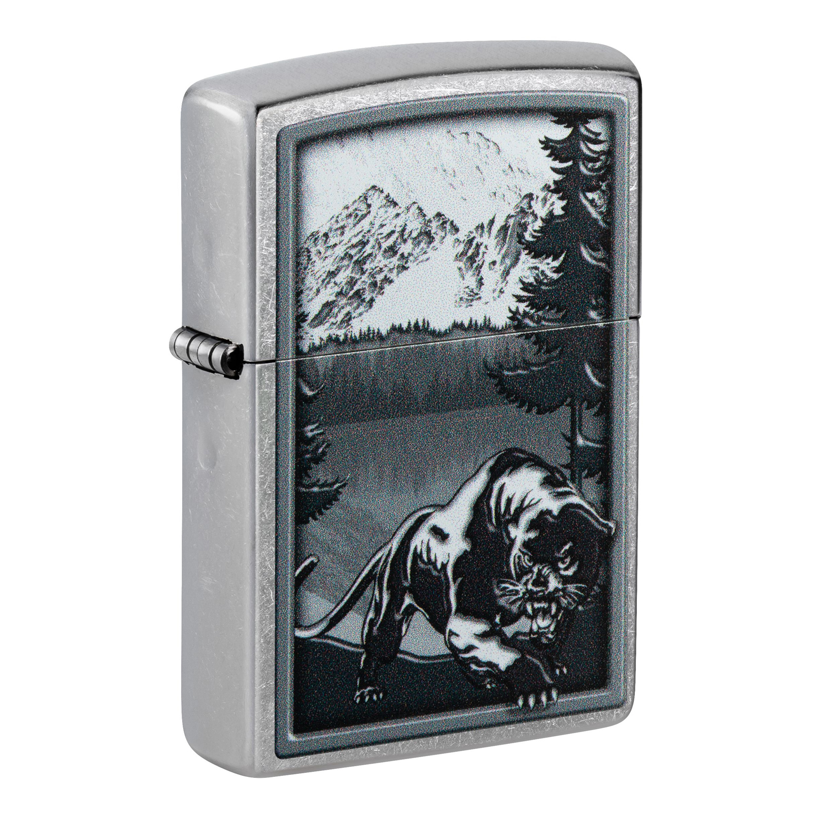 

Зажигалка бензиновая Zippo Mountain Lion с покрытием Street Chrome, Серебристый