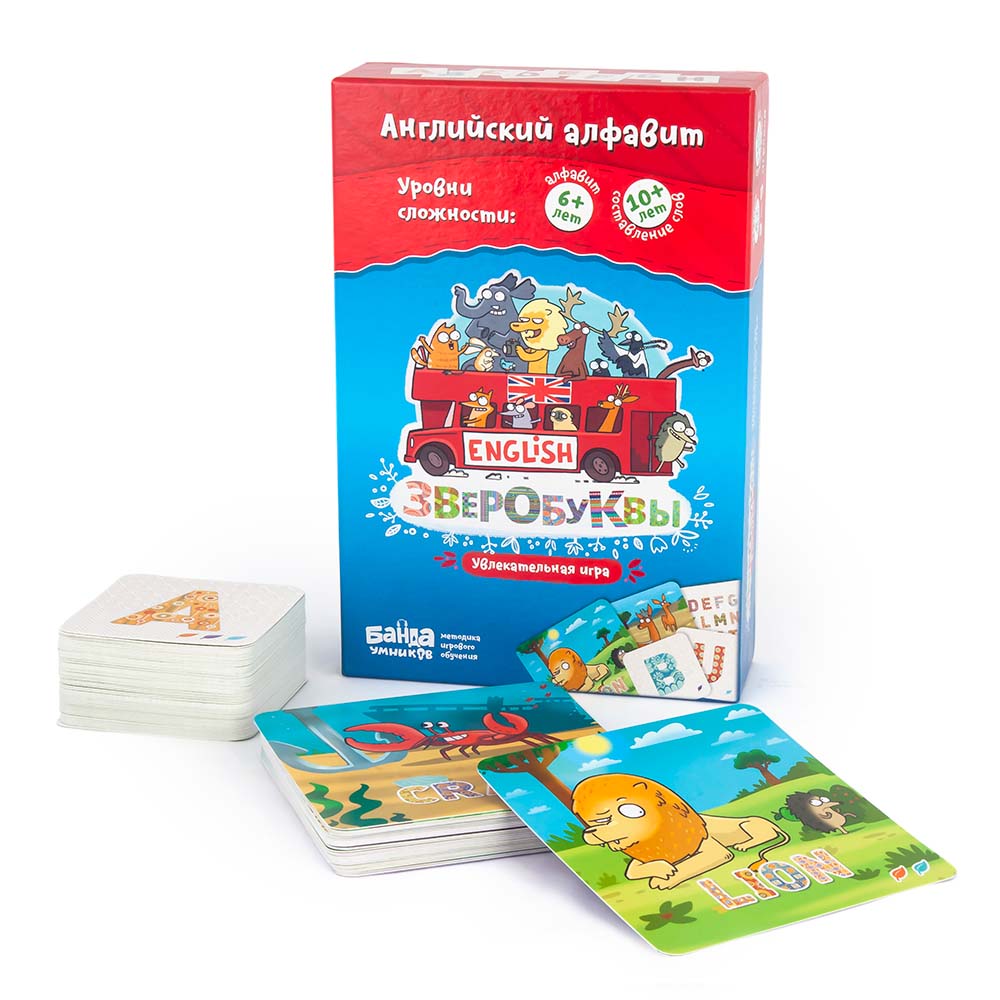 Развивающая настольная игра Банда Умников УМ043 Зверобуквы English для детей 6, 10 лет развивающая игрушка skip hop банда животных