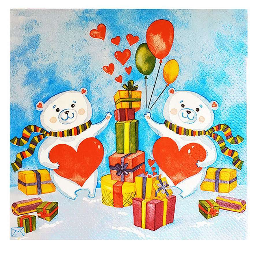 

Салфетки НГ 33х33см 3сл 12шт ПОДАРКИ ОТ МИШКИ Art Bouquet