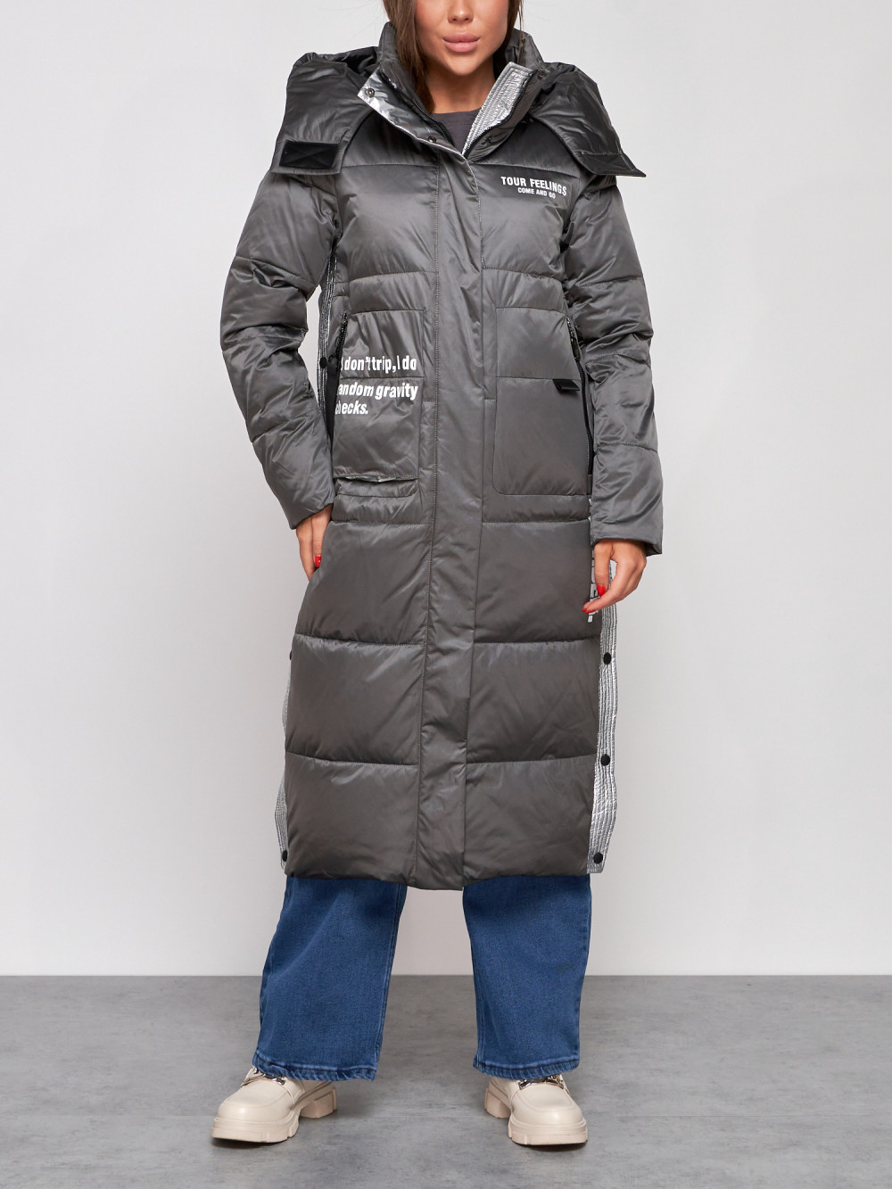 

Пальто женское NoBrand AD5873 серое S, Серый, AD5873