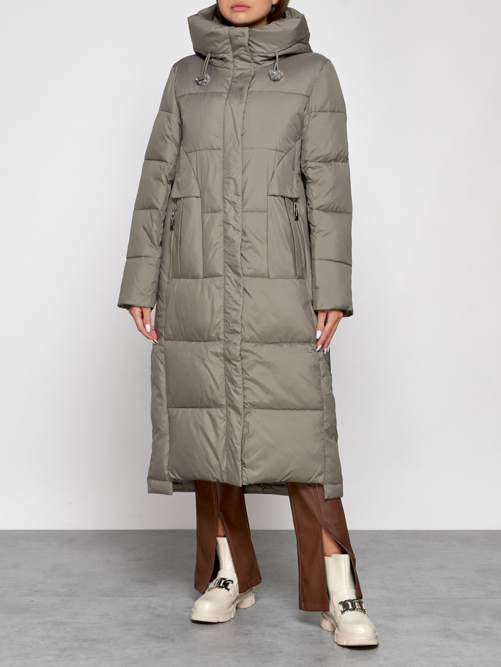

Пальто женское NoBrand AD51156 хаки S, AD51156