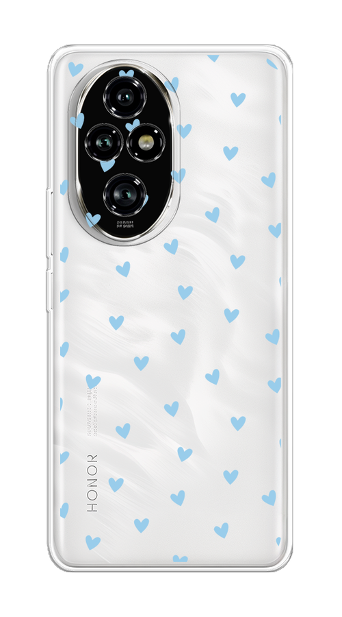 

Чехол на Honor 200 Pro "Голубые сердечки паттерн", Голубой;прозрачный, 6124850-1