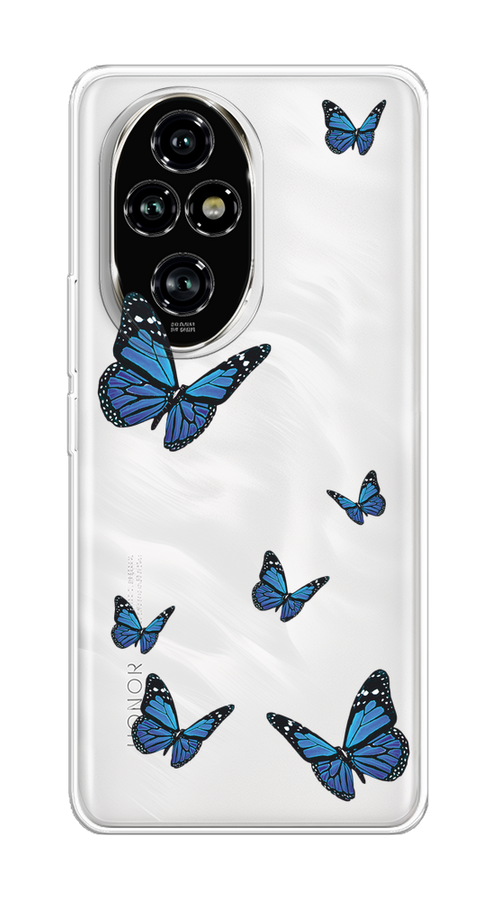

Чехол на Honor 200 Pro "Blue butterflies", Синий;черный, 6124850-1