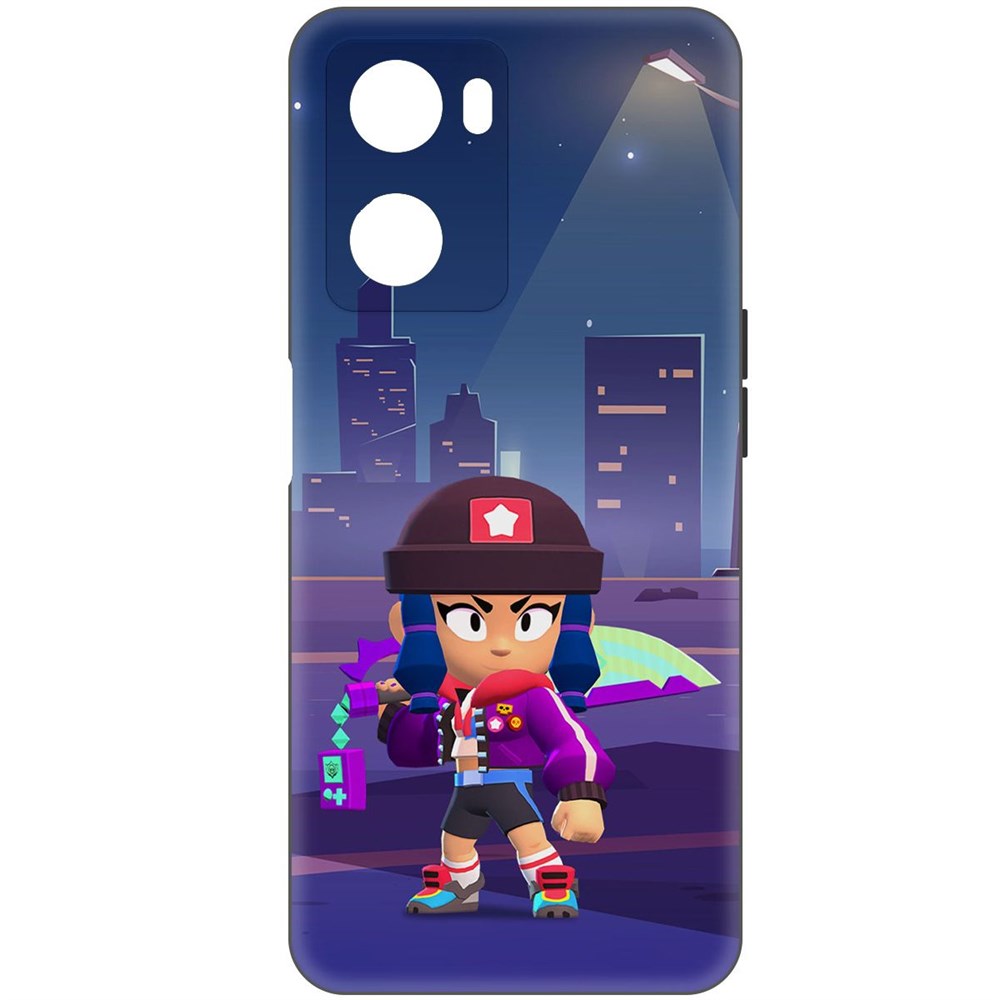

Чехол-накладка Софт Brawl Stars - Героиня Биби для Oppo A57s, Черный